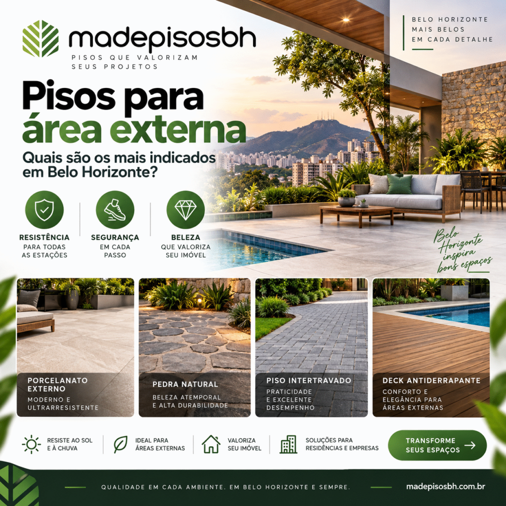 Pisos para área externa em Belo Horizonte quais são os mais indicados para cada projeto